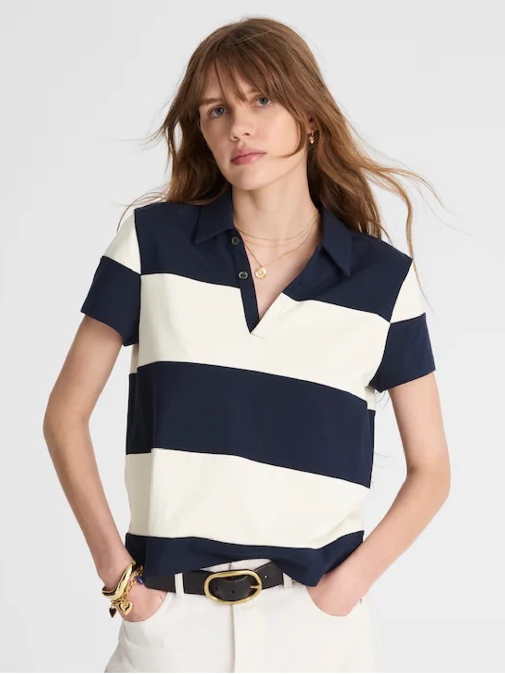 Madewell Pieced Boxy Polo Tee